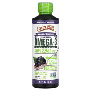 Barlean's, Seriously Delicious, Omega-3 from Fish Oil, Blackberry Smoothie, 2,968 mg, 16 oz (454 g)