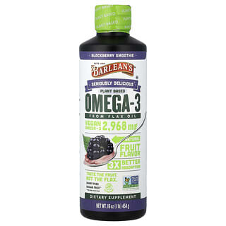 Barlean's, Seriously Delicious, omega 3 da olio di lino, frullato di mora, 2.968 mg, 454 g