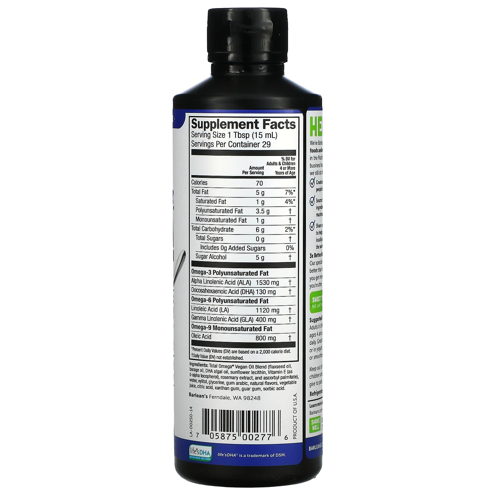 Barlean's, Plant Based Total Omega 3 · 6 · 9, Pomegranate Blueberry ...