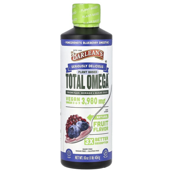 Plant Based Total Omega 3 · 6 · 9, Pomegranate Blueberry Smoothie, 3,980 mg, 16 oz (454 g)