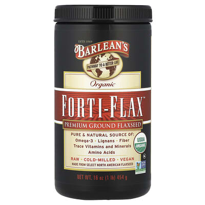 بارلينز‏, Forti-Flax عضوي، بذور الكتان المطحونة الممتازة، 16 أونصة (454 جم)