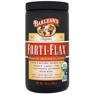 Barlean's, Forti-Flax عضوي، بذور الكتان المطحونة الممتازة، 16 أونصة (454 جم)