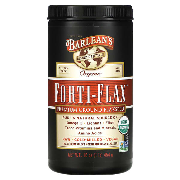 Barlean's, Органічний Forti-Flax, мелене насіння льону преміум-класу, 16 унцій (454 г)