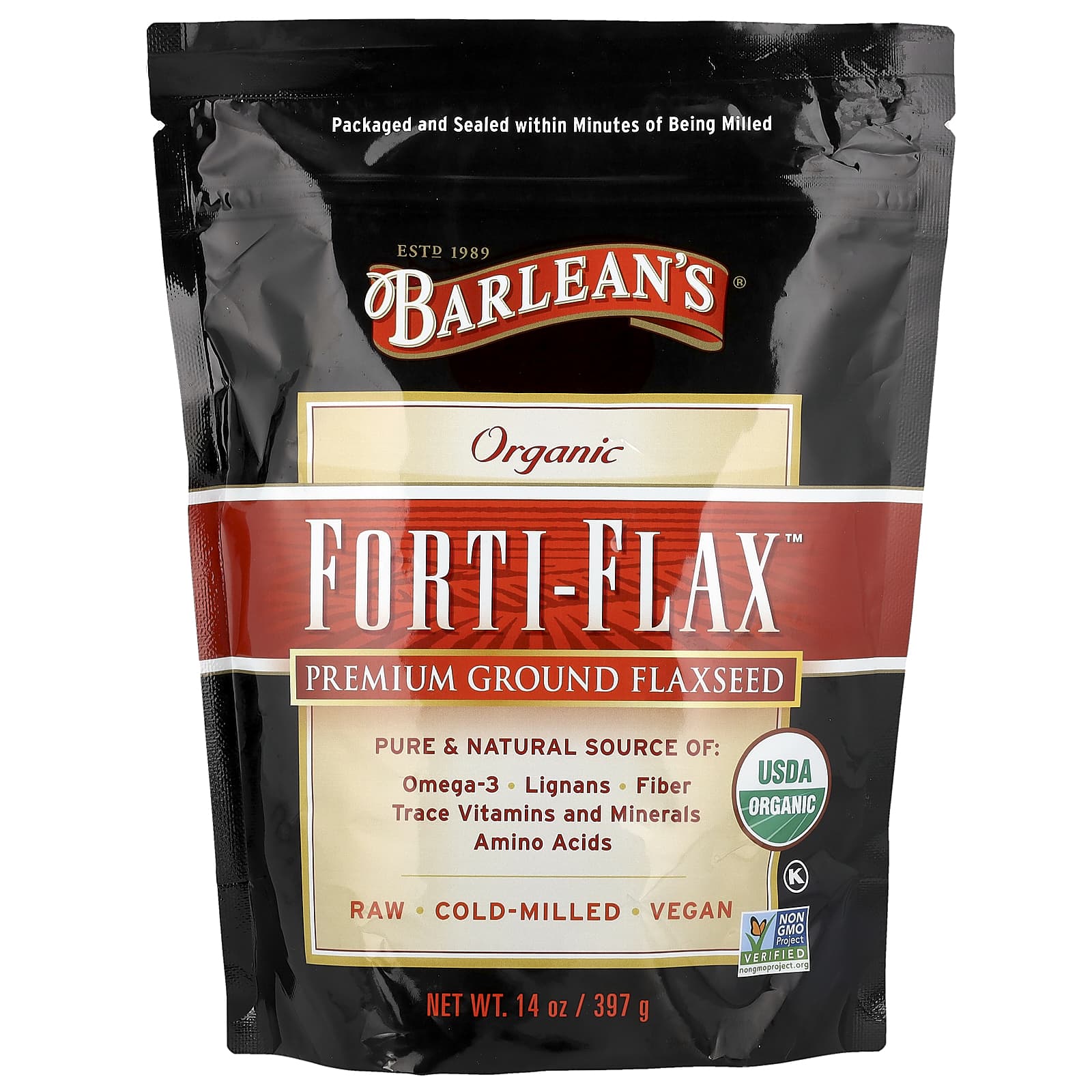 Barlean's, Organic Forti-Flax™, молотые льняное семя премиального качества, 397 г (14 унций)