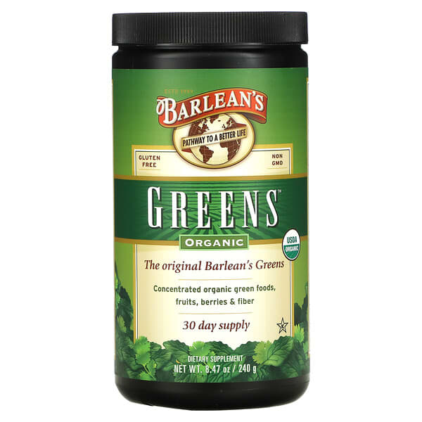 Barlean's, Greens（緑葉野菜）、パウダーフォーミュラ、オーガニック、240g（8.47オンス）