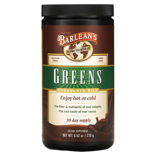 Barlean's, Greens Supplement绿色超级食品，粉质配方，丝滑巧克力，9.52盎司（270 克）