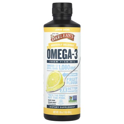 Barlean's, Seriously Delicious®, Omega-3 Fish Oil, Lemon Cream, 16 oz (454 g)