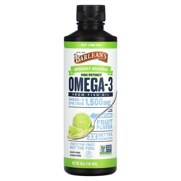 Barlean's‏, Omega-3 Fish Oil, Key Lime Pie, 1,500 mg, 16 oz (454 g)