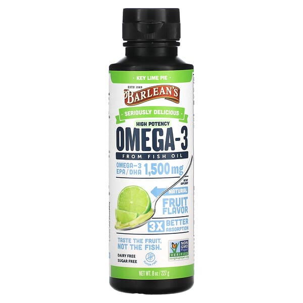 Barlean's‏, Seriously Delicious, Omega-3 from Fish Oil, Key Lime Pie, 1,500 mg, 8 oz (227 g)