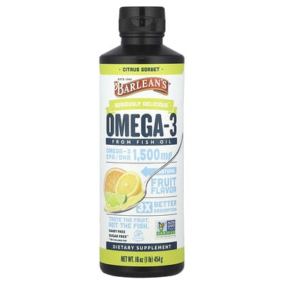 Barlean's, Seriously Delicious®, Fish Oil Omega-3, Citrus Ice Cream, 16 oz (454 g)
