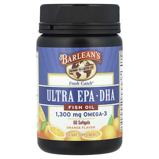 Barlean's, Aceite de pescado Fresh Catch, Omega-3, Ultra EPA / DHA, sabor a naranja, 60 cápsulas blandas