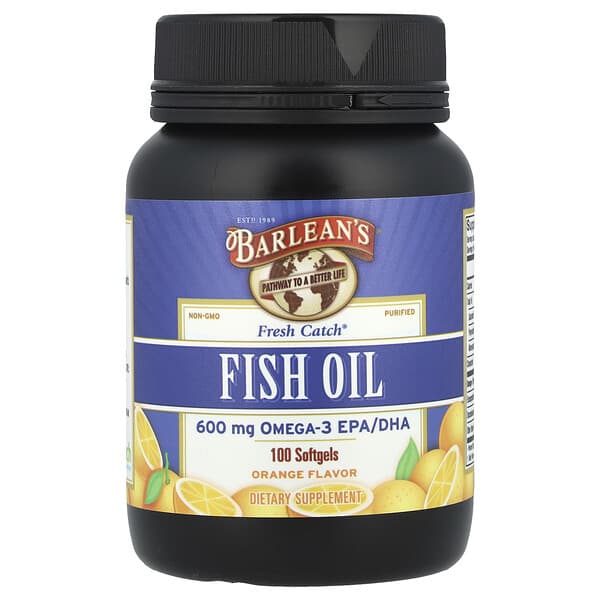 Barlean's, Fresh Catch®，魚油，Omega-3 EPA/DHA，橙味，100 粒軟膠囊（每粒 300 毫克）