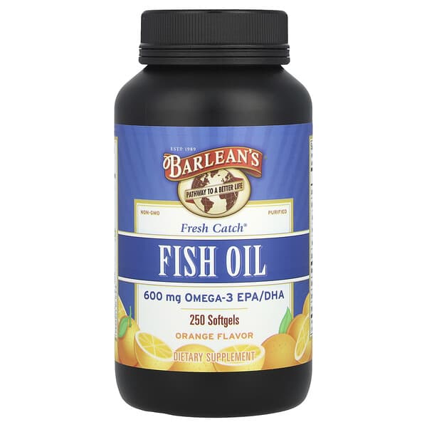 Barlean's, Fresh Catch®，魚油，Omega-3 EPA/DHA，橙味，250 粒軟膠囊（每粒 300 毫克）