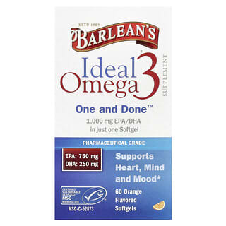 Barlean's, Ideal Omega 3, апельсин, 60 мягких таблеток