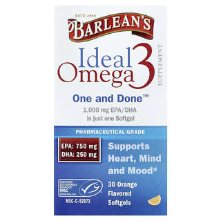 Barlean's, Omega-3 ideal, Naranja, 30 cápsulas blandas