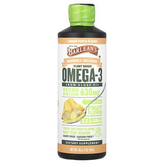 Barlean's, Seriously Delicious®, kwasy omega-3 z oleju z alg na bazie roślin, imbir i brzoskwinia, 630 mg, 454 g