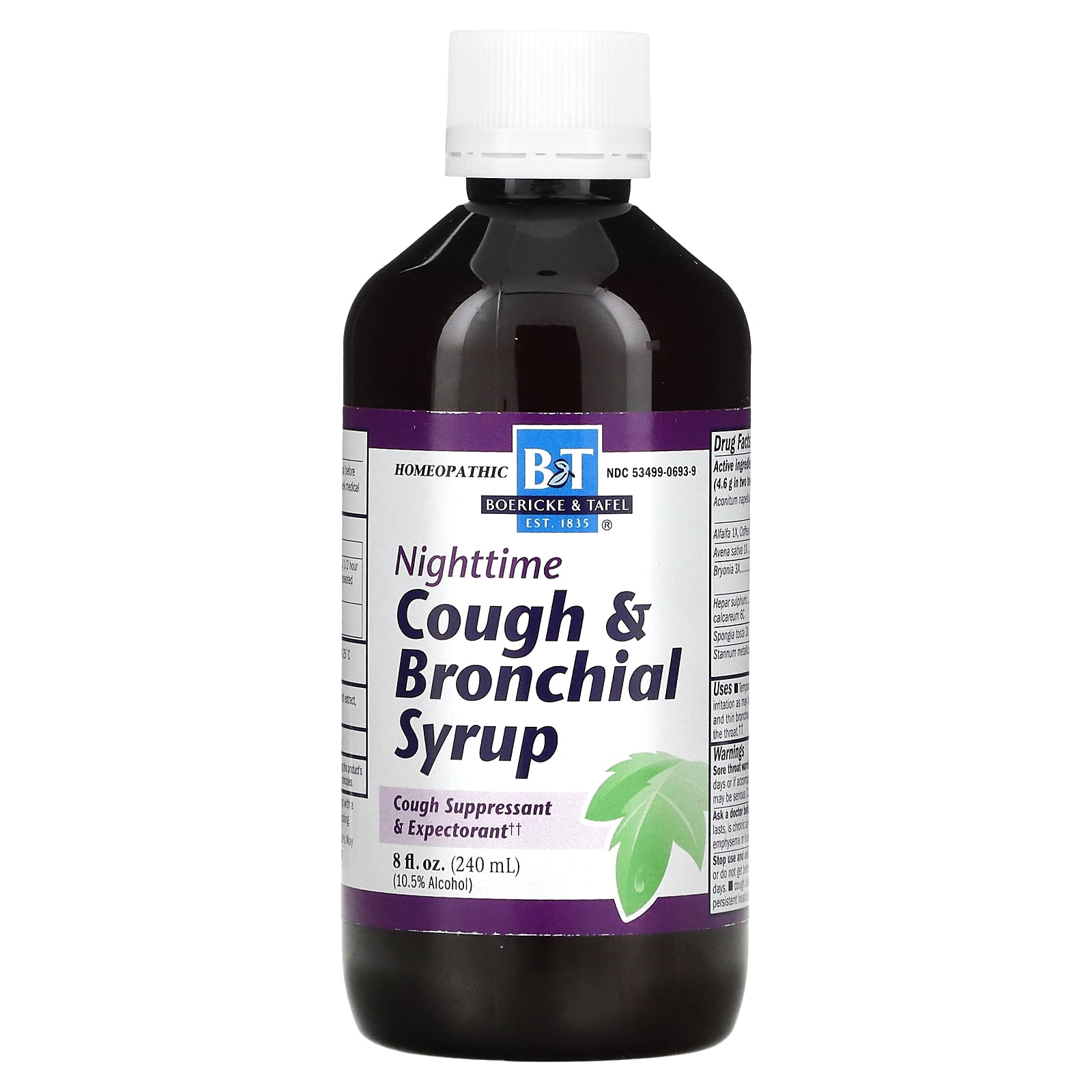 Boericke & Tafel, Cough & Bronchial Syrup, Nighttime, 8 Fl Oz (240 Ml)