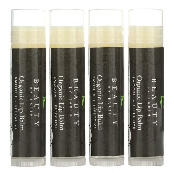 Beauty By Earth, Organic Beeswax Lip Balm, Original Unflavored, 4 Tubes, 0.15 oz Each
