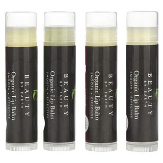 Beauty By Earth, Organic Beeswax Lip Balm, Exotic Multi-Pack, 4 Tubes, 0.15 oz Each