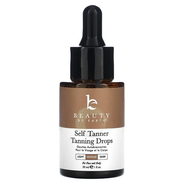 Beauty By Earth, 셀프 태너 태닝 드롭, 미디엄, 30ml(1fl oz)