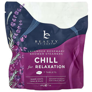 Beauty By Earth, Chill for Relaxation, пенки для душа, лаванда и розмарин, 7 таблеток, 198 г (7 унций)