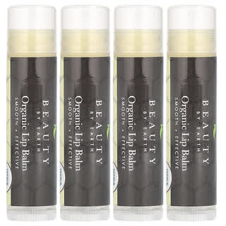 Beauty By Earth, Baume à lèvres biologique à la cire d'abeille, Gousse de vanille, 4 tubes, 5 g chacune