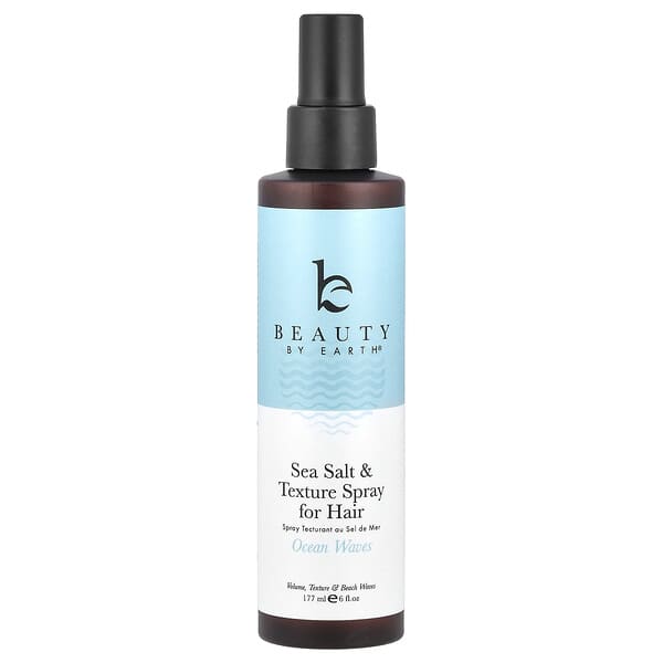 Beauty By Earth(ビューティー バイ アース), シーソルト&テクスチャ スプレー、フォア ヘア、オーシャンウェーブ、177ml(6液量オンス)