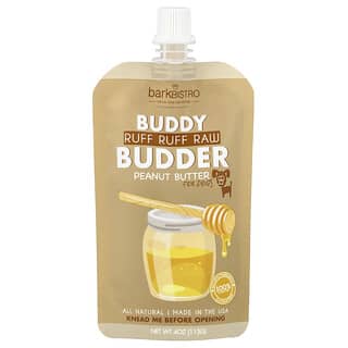 Bark Bistro, Buddy Budder, фъстъчено масло, за кучета, Ruff Ruff Raw, 4 унции (113 g)