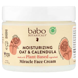 Babo Botanicals, Crema milagrosa para el rostro, Humectante con avena y caléndula, 57 g (2 oz)