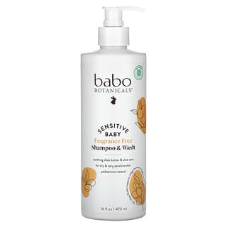 Babo Botanicals, 嬰兒敏感皮膚，洗髮露和沐浴露，無香料，16 液量盎司（473 毫升）