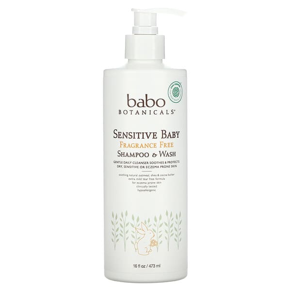 Babo Botanicals, 敏感肌ベビー用、シャンプー&ウォッシュ、フレグランスフリー、16 fl oz (473 ml)