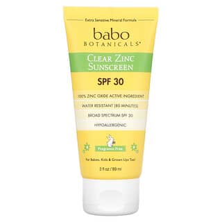 Babo Botanicals, Clear Zinc Sunscreen, Extra Sensitive Skin, SPF 30, Fragrance Free, 3 fl oz (89 ml)
