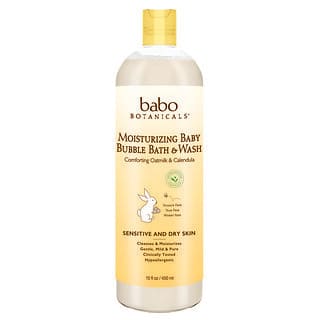 Babo Botanicals, Jabón líquido y baño de burbujas humectante para bebés, avena y caléndula, 15 onzas líquidas (450 ml)