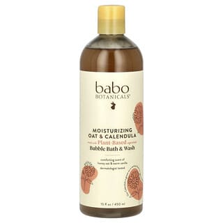Babo Botanicals‏, מעניק לחות לתינוק, Bubble Bath & Wash, חלב שיבולת שועל וקלנדולה, 15 אונקיות נוזל (450 מ“ל)