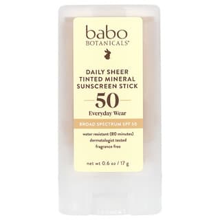 Babo Botanicals, Daily Sheer Tinted Mineral Sunscreen Stick, SPF 50, Fragrance Free, 0.6 oz (17 g)