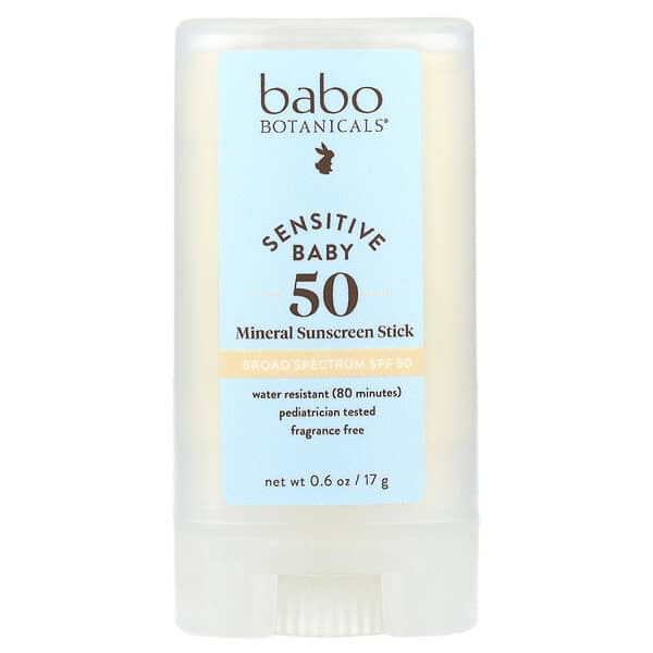 Babo Botanicals, 敏感寶寶礦物質抗曬棒，SPF 50，無香，0.6 盎司（17 克）