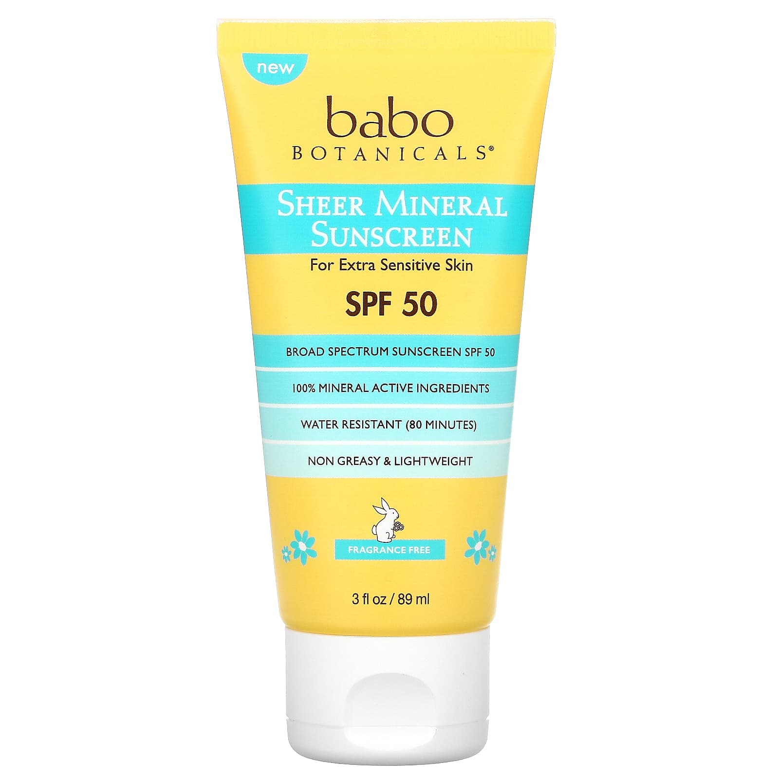 Babo Botanicals, Sheer Mineral Sunscreen, SPF 50, Fragrance Free, 3 fl oz  (89 ml)