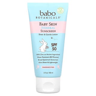 Babo Botanicals, 宝宝肌肤，矿物质抗晒乳，SPF 50，3 液量盎司（89 毫升）