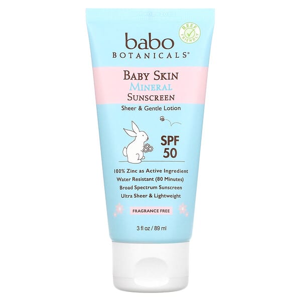 Babo Botanicals, Baby Skin, Mineralische Sonnenschutzlotion, LSF 50, 89 ml (3 fl oz)