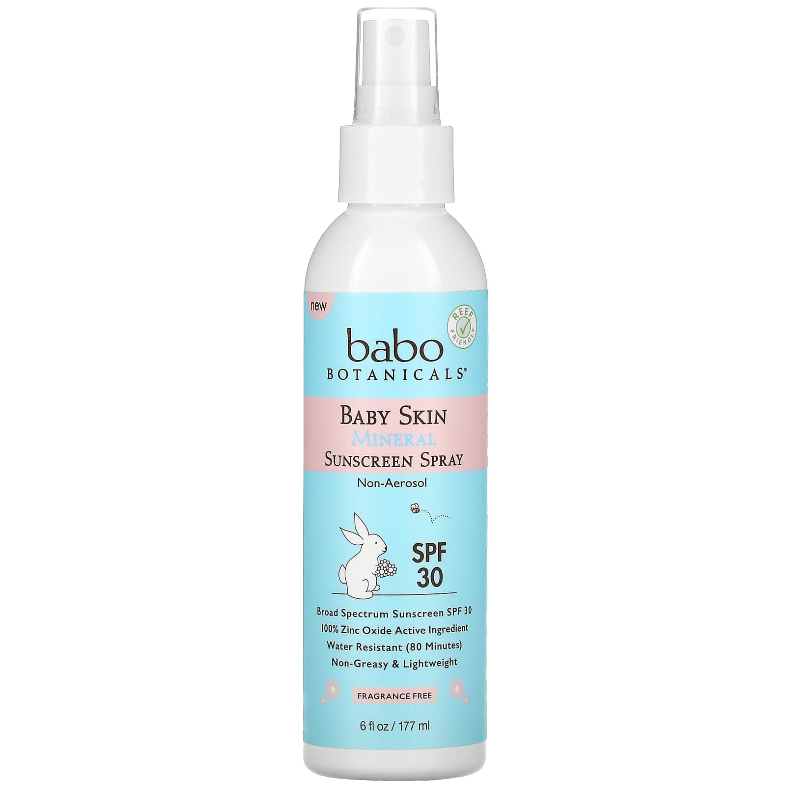 Babo Botanicals, Protector solar mineral en aerosol para la piel del bebé,  FPS 30, Sin fragancia,