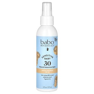 Babo Botanicals, Sensitive Baby, Mineral Sunscreen Spray, SPF 30, Fragrance Free, 6 fl oz (177 ml)