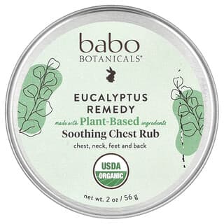 Babo Botanicals, Eucalyptus Remedy, Smoothing Chest Rub, 2 oz (56 g)