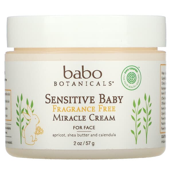 Babo Botanicals, Sensitive Baby Miracle Cream pour le visage, Sans parfum, 57 g