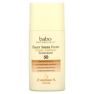 Babo Botanicals, Daily Sheer Fluid Tinted Mineral Sunscreen 50, Fragrance Free, 1.7 fl oz (50 ml)