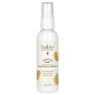 بابو بوتانيكالز‏, Sensitive Baby, Diaper Rash Cream Spray, Fragrance Free, 3 fl oz (89 ml)
