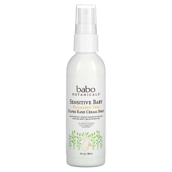 Babo Botanicals, Sensitive Baby, Diaper Rash Cream Spray, Fragrance Free, 3 fl oz (89 ml)