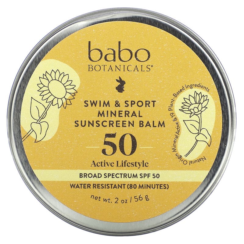 Swim & Sport Mineral Sunscreen Balm, SPF 50, Fragrance Free, 2 oz (56 g)