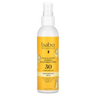 Babo Botanicals, Swim & Sport, Mineral Sunscreen Spray, SPF 30, 6 fl oz (177 ml)