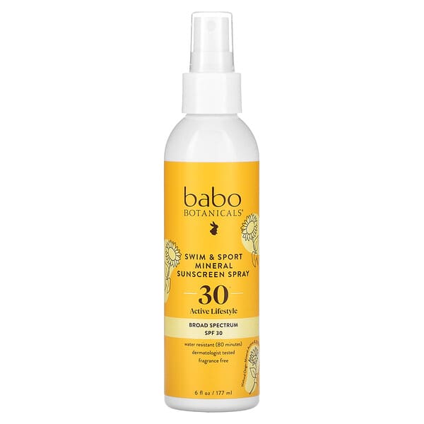 Babo Botanicals Swim & Sport Mineral Sunscreen Spray, SPF 30