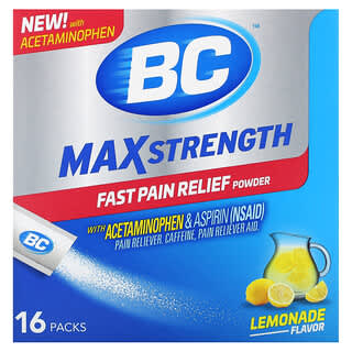 BC, Fast Pain Relief Powder, Max Strength, Lemonade, 16 packs